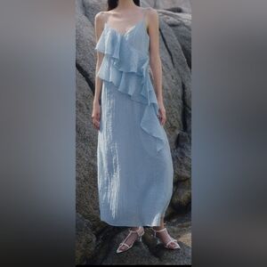 Light Blue Ruffle Maxi Dress Size S